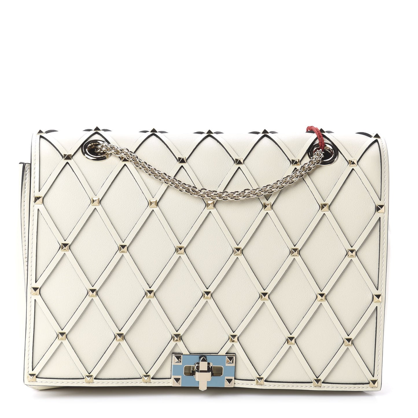 Smooth Calfskin Quilted Beehive Shoulder Bag Light Ivory