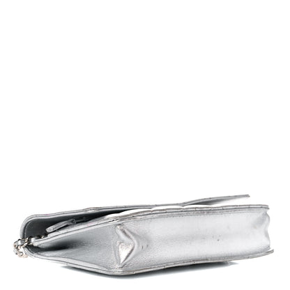 Chanel Metallic Lambskin Quilted Wallet On Chain WOC Silver 3 of 26