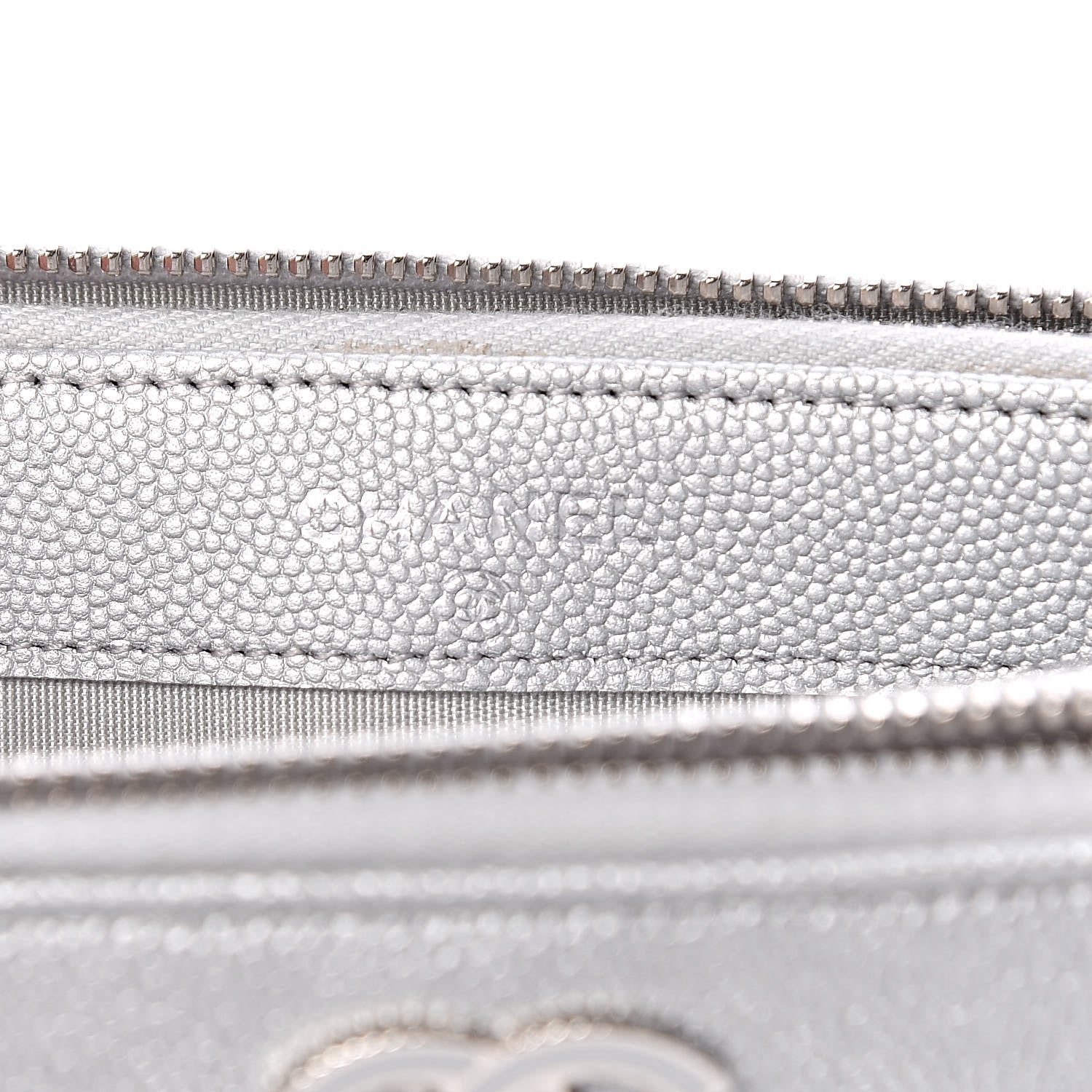 Chanel Metallic Caviar Chevron Quilted Small Vintage Mademoiselle Clutch With Chain Silver 7 of 13