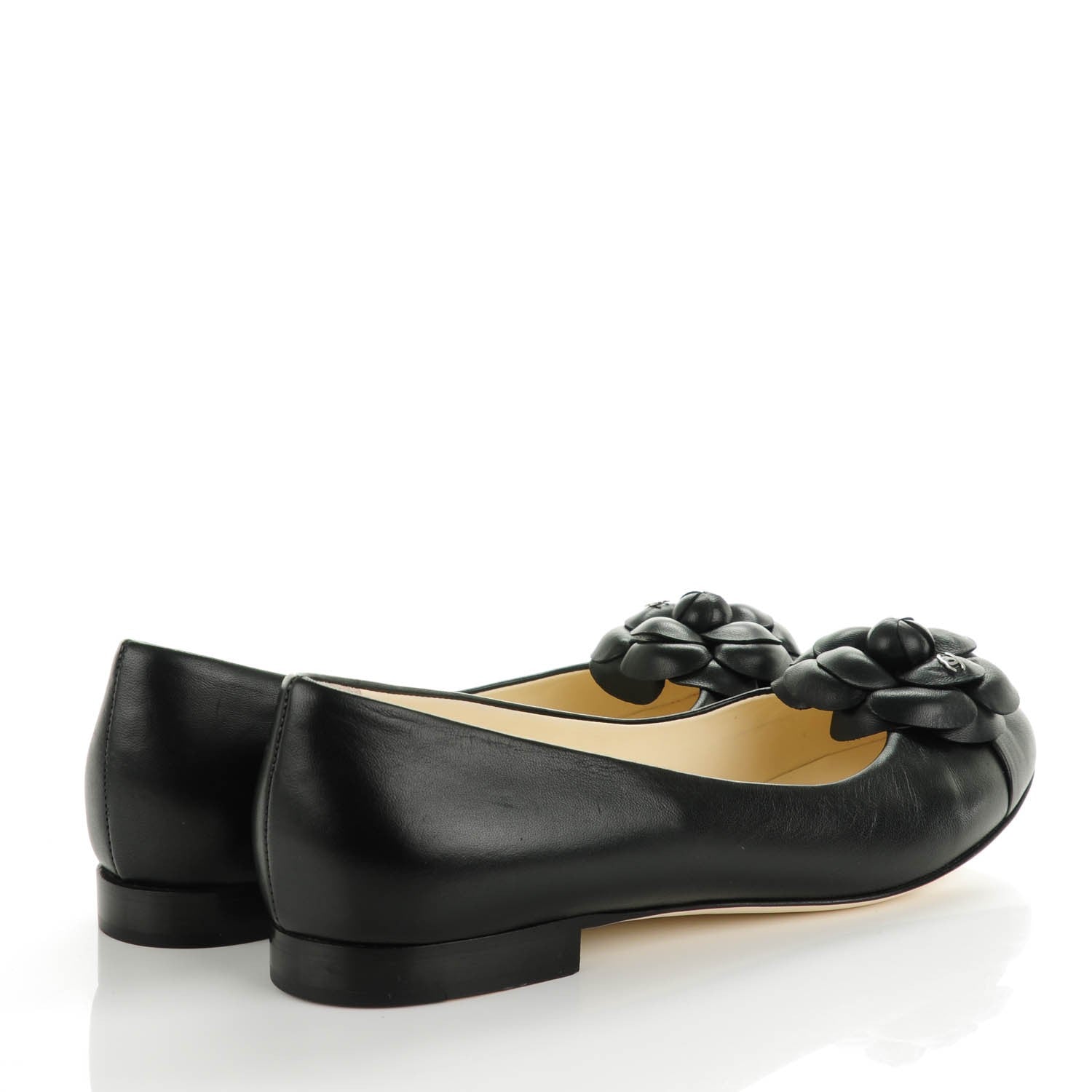 Chanel Lambskin Camellia Ballerina Flats 39 Black 4 of 7