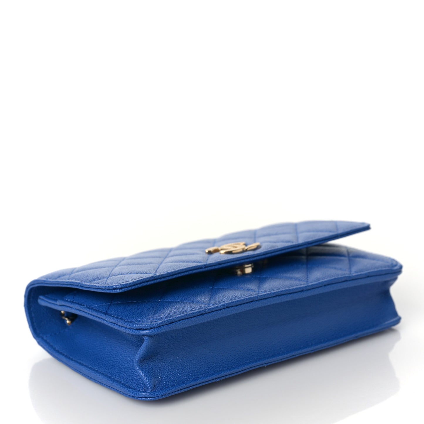 Caviar Quilted Wallet On Chain WOC Dark Blue