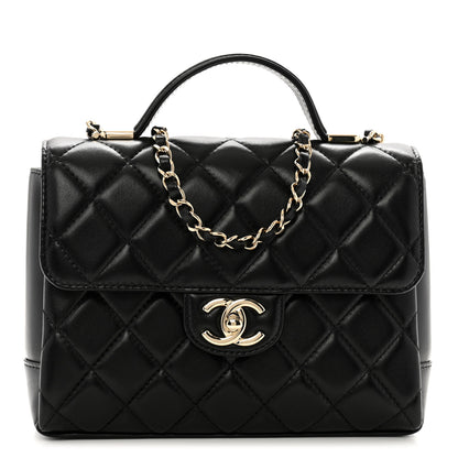 Chanel Lambskin Quilted Small Top Handle Square Flap Black 1 of 10
