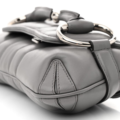 Gucci Nappa Vertical Matelasse Small Maxi Horsebit Chain Shoulder Bag Gray 10 of 14