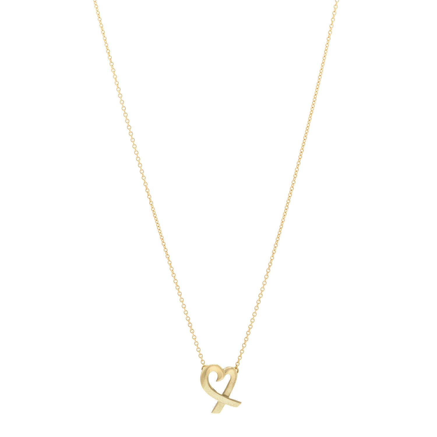 Tiffany 18K Yellow Gold Small Paloma Picasso Loving Heart Pendant Necklace 1 of 4