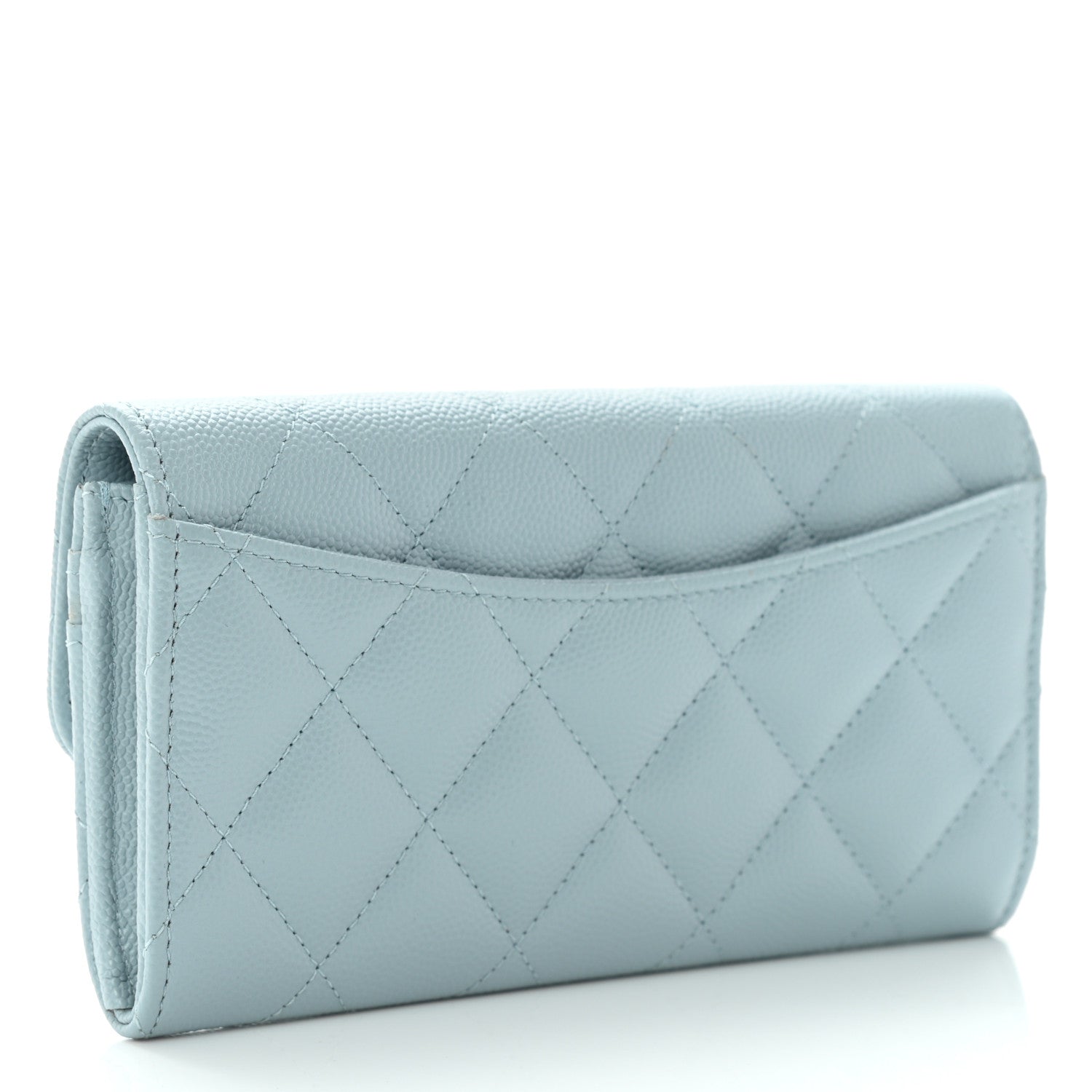 Chanel Caviar Quilted Medium Gusset Flap Wallet Light Blue 2 of 9