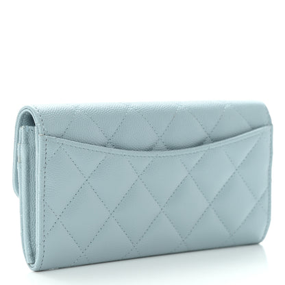Chanel Caviar Quilted Medium Gusset Flap Wallet Light Blue 2 of 9
