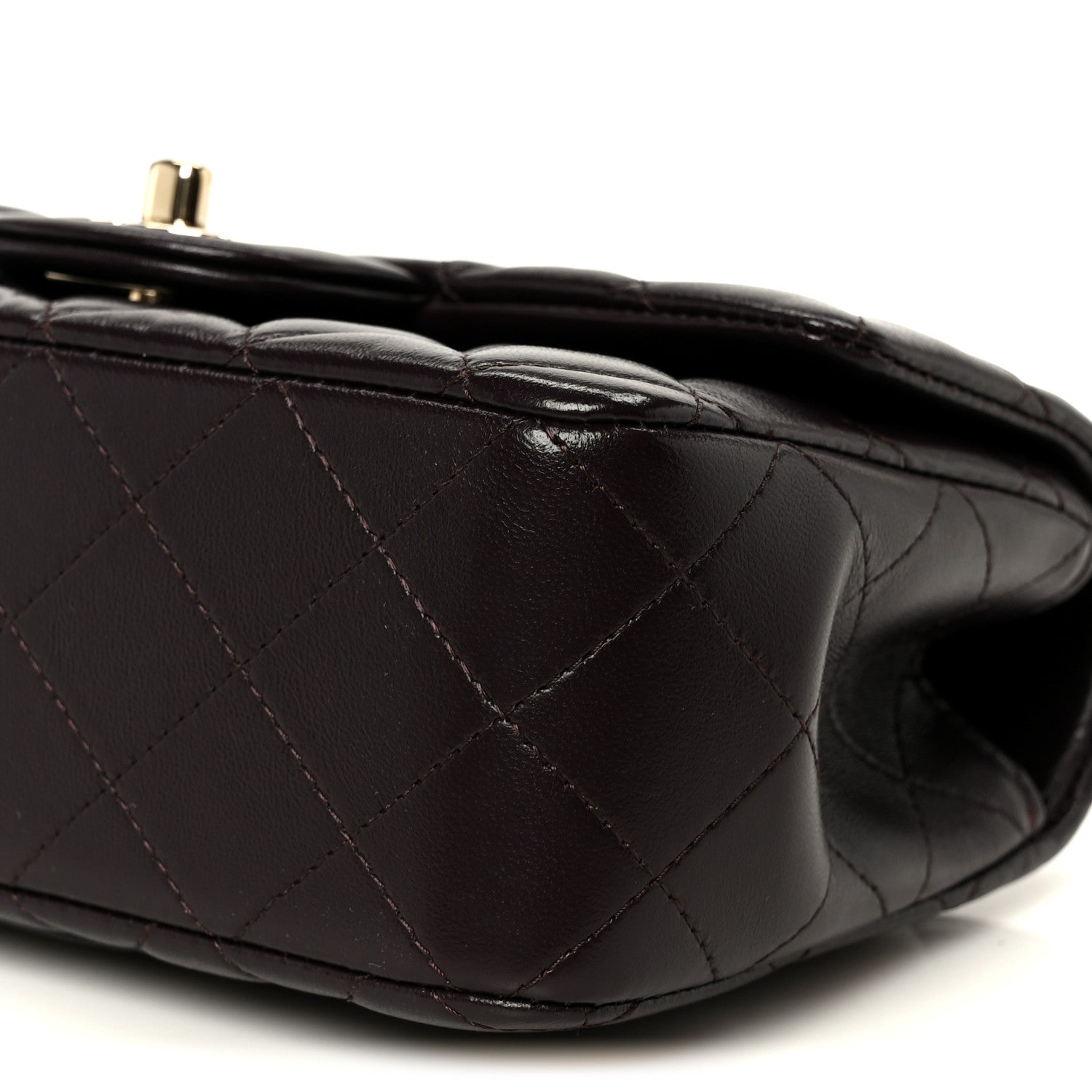 Chanel Lambskin Quilted Mini Top Handle Rectangular Flap Dark Brown 11 of 12