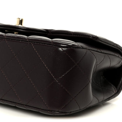 Chanel Lambskin Quilted Mini Top Handle Rectangular Flap Dark Brown 11 of 12