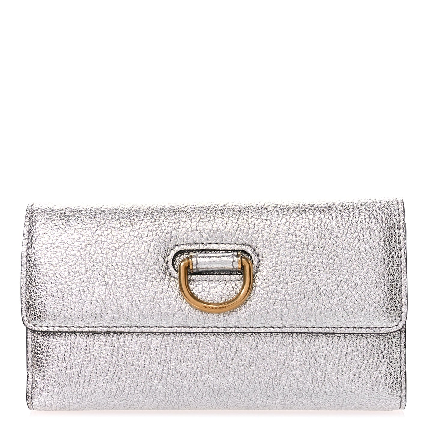 Goatskin D-Ring Continental Wallet Silver