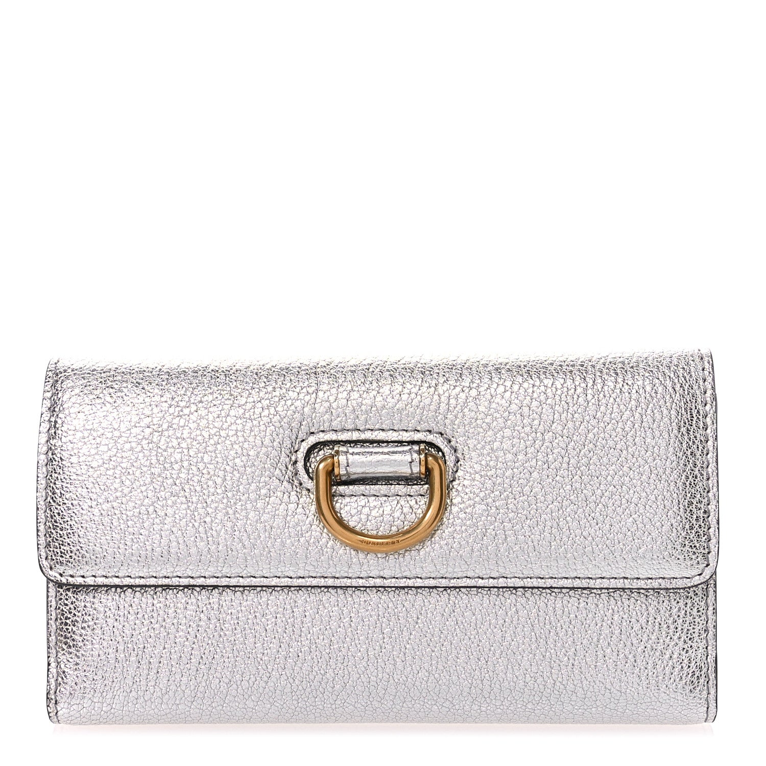Burberry Goatskin D-Ring Continental Wallet Silver 1 of 7