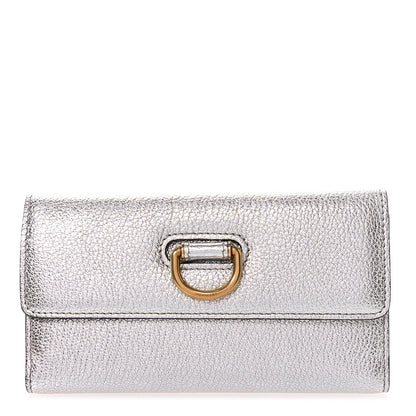 Burberry Goatskin D-Ring Continental Wallet Silver 1 of 7