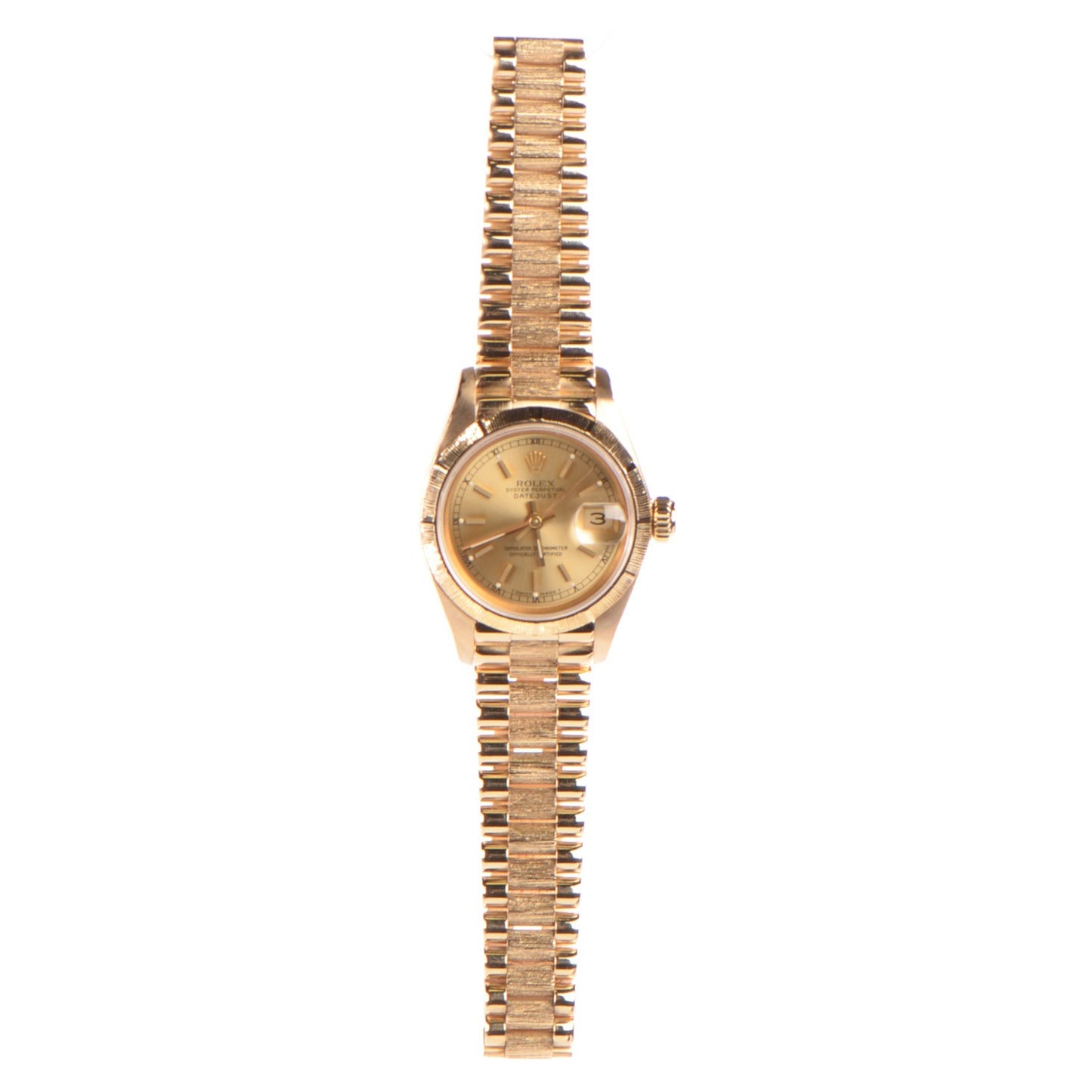 18K Yellow Gold 26mm Oyster Perpetual Datejust President Watch Champagne 69278