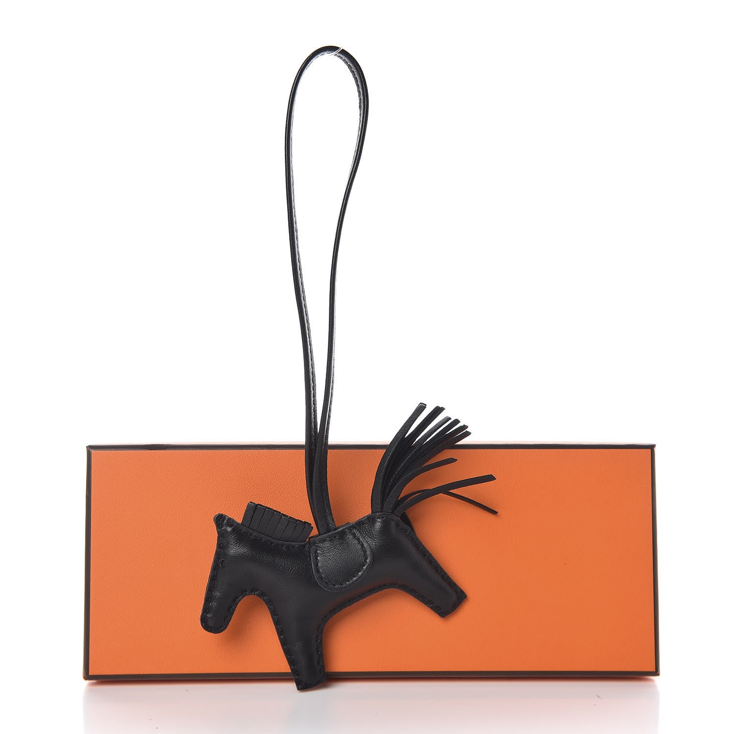 Hermes Milo Lambskin Grigri Rodeo Horse Bag Charm PM So Black 5 of 5
