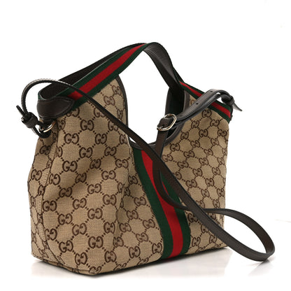 Gucci Monogram Web Small Giglio Tote Beige Dark Brown 4 of 10