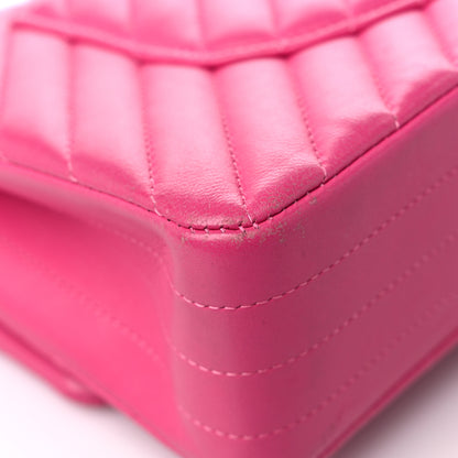 Chanel Lambskin Chevron Quilted Medium Double Flap Pink 10 of 22
