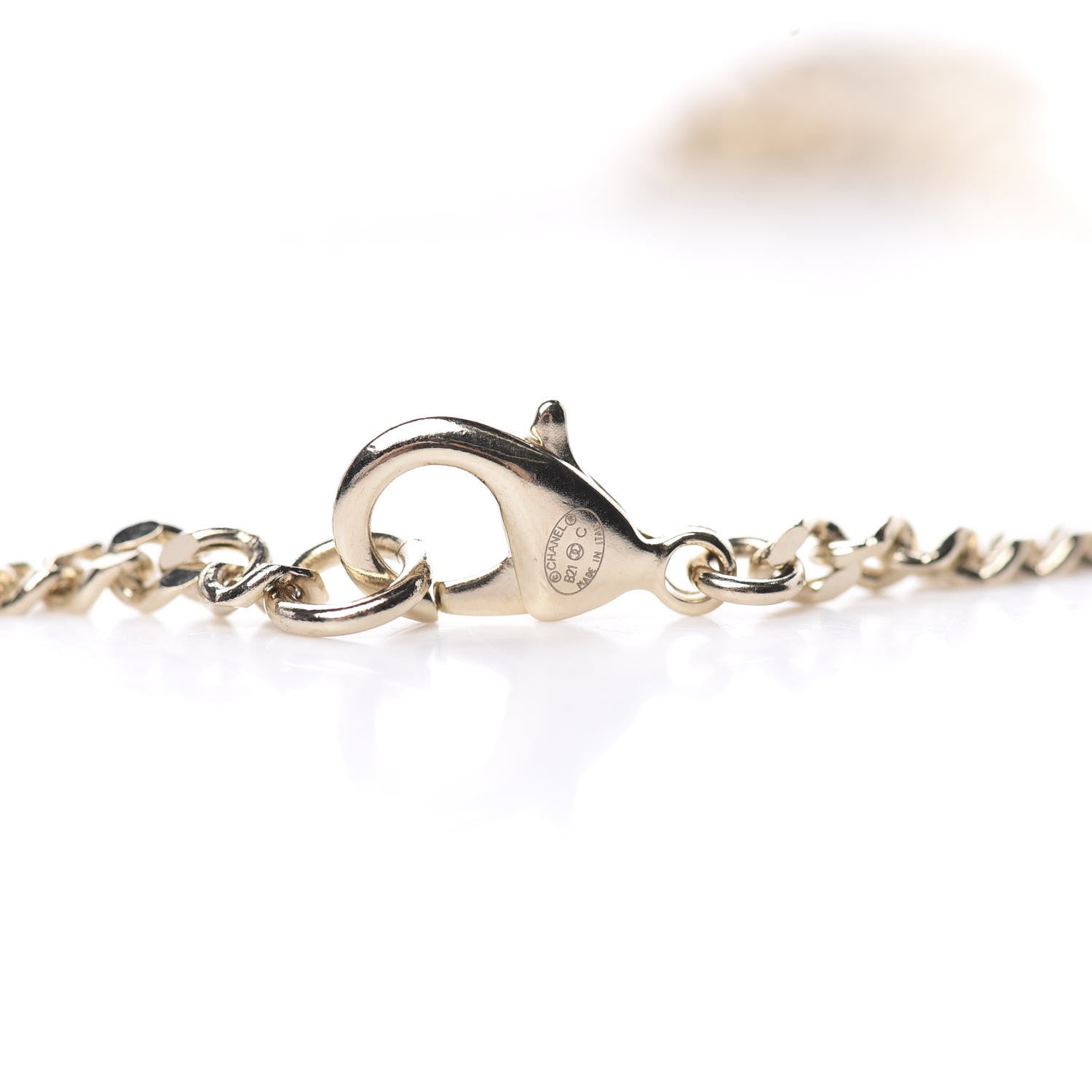 Chanel Crystal Dog Tag Charm Necklace Gold 4 of 6
