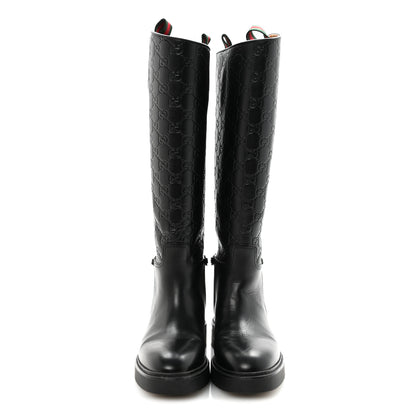 Gucci Guccissima Michelangelo Slim Horsebit Riding Boots 37 Black 5 of 14
