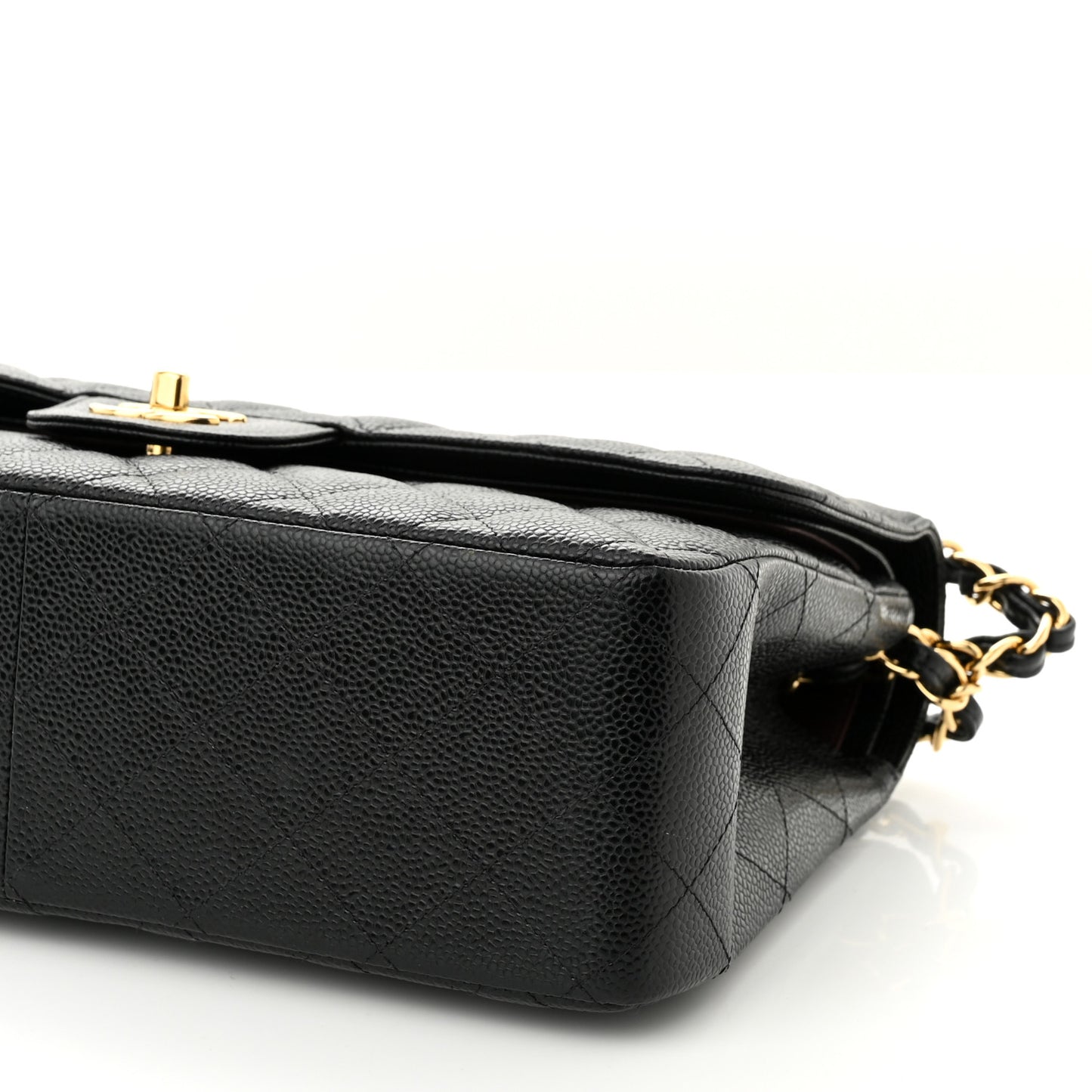 Caviar Quilted Jumbo Double Flap Black
