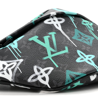 Louis Vuitton Monogram Eclipse LV Graffiti Discovery Bumbag Green Lights 9 of 9