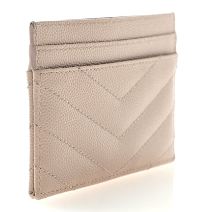Saint Laurent Grain De Poudre Matelasse Chevron Monogram Credit Card Case Pale Pink 3 of 7