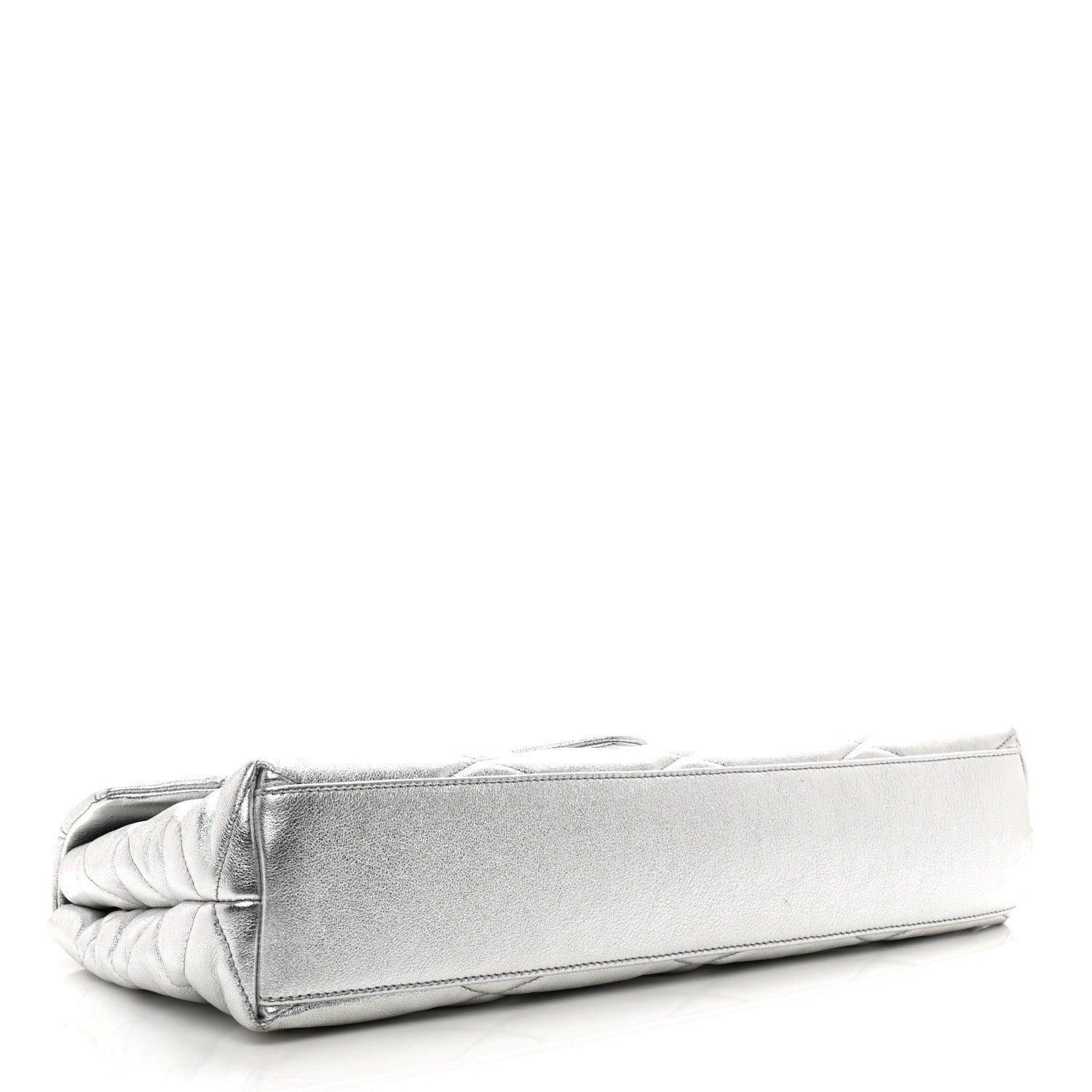 Saint Laurent Metallic Lambskin Quilted Sade Puffer Envelope Clutch Argento 4 of 6