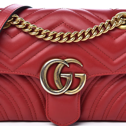 Gucci Calfskin Matelasse Mini GG Marmont Shoulder Bag Hibiscus Red 11 of 11