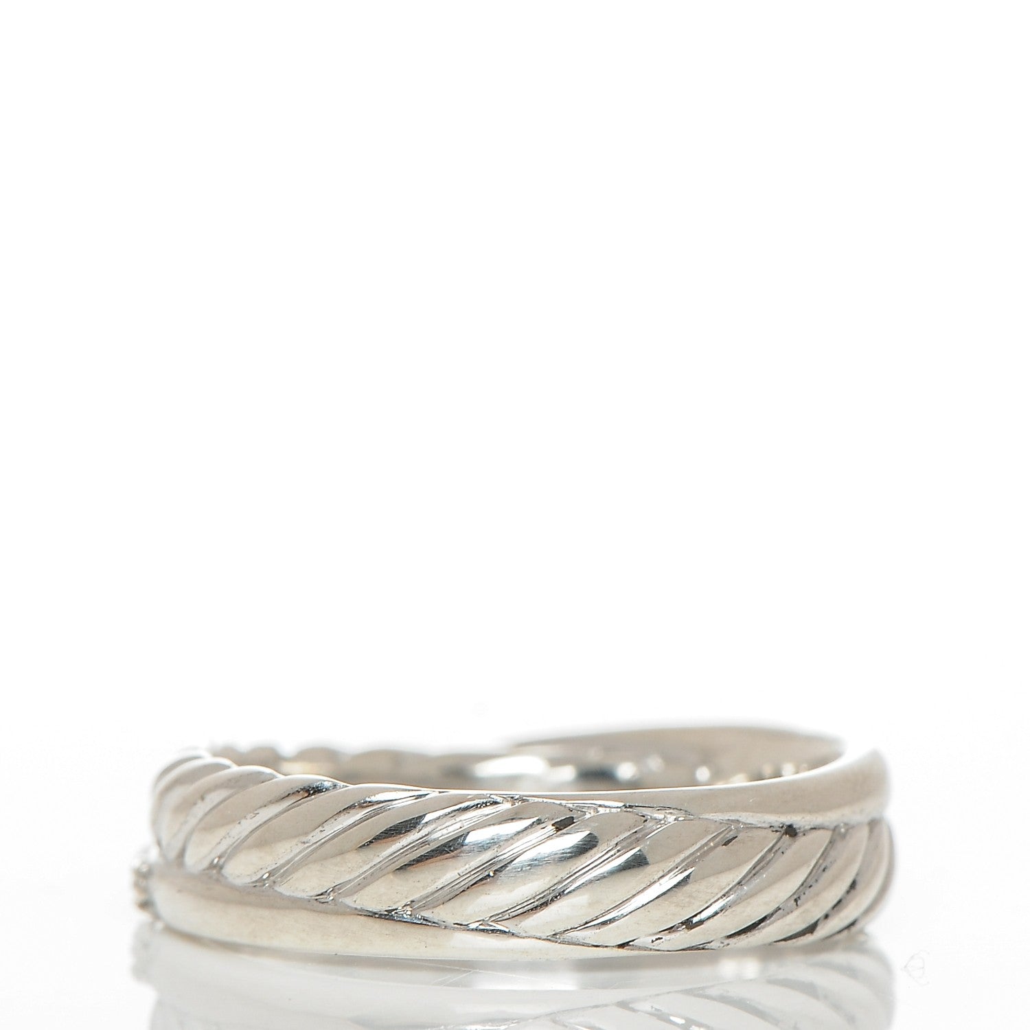 David Yurman Sterling Silver Diamond 5mm Crossover Ring 52 6.25 4 of 5