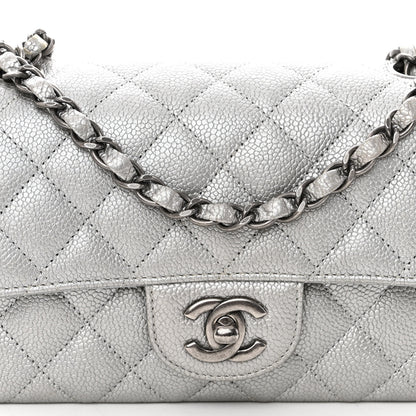Chanel Metallic Caviar Quilted Mini Rectangular Flap Silver 8 of 11