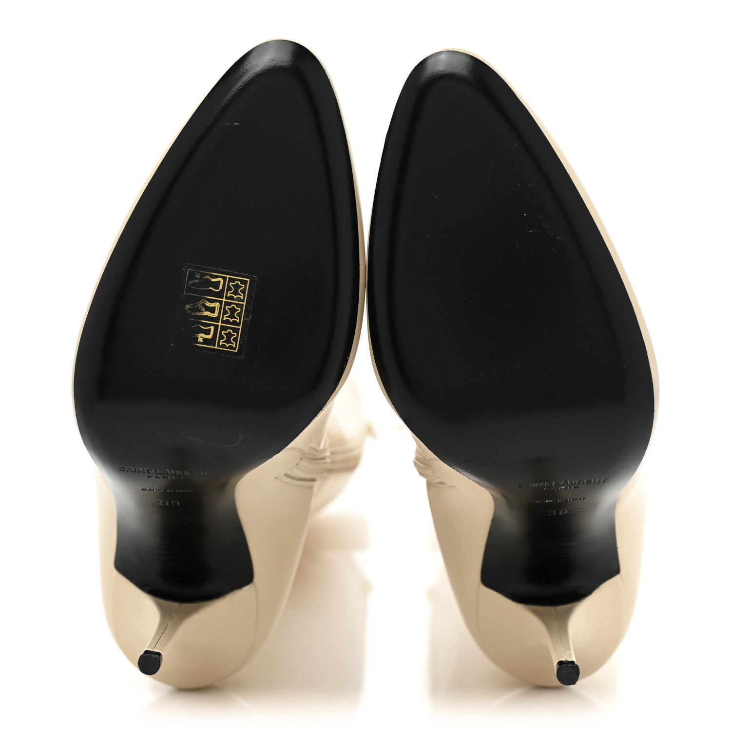 Saint Laurent Smooth Calfskin Linda 100 Knee High Boots 39 Eggshell 5 of 12