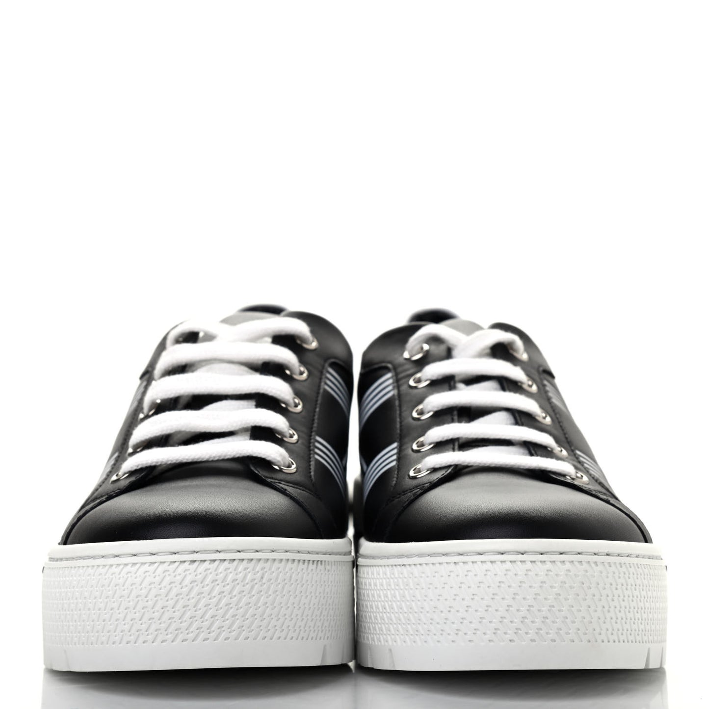 Calfskin Womens Dare Sneakers 38 Black White
