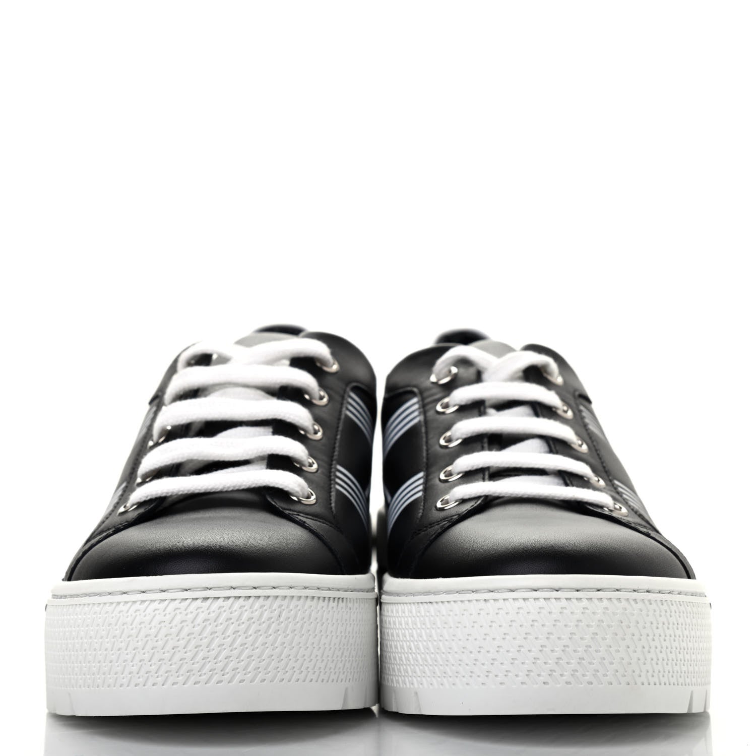 Hermes Calfskin Womens Dare Sneakers 38 Black White 2 of 4