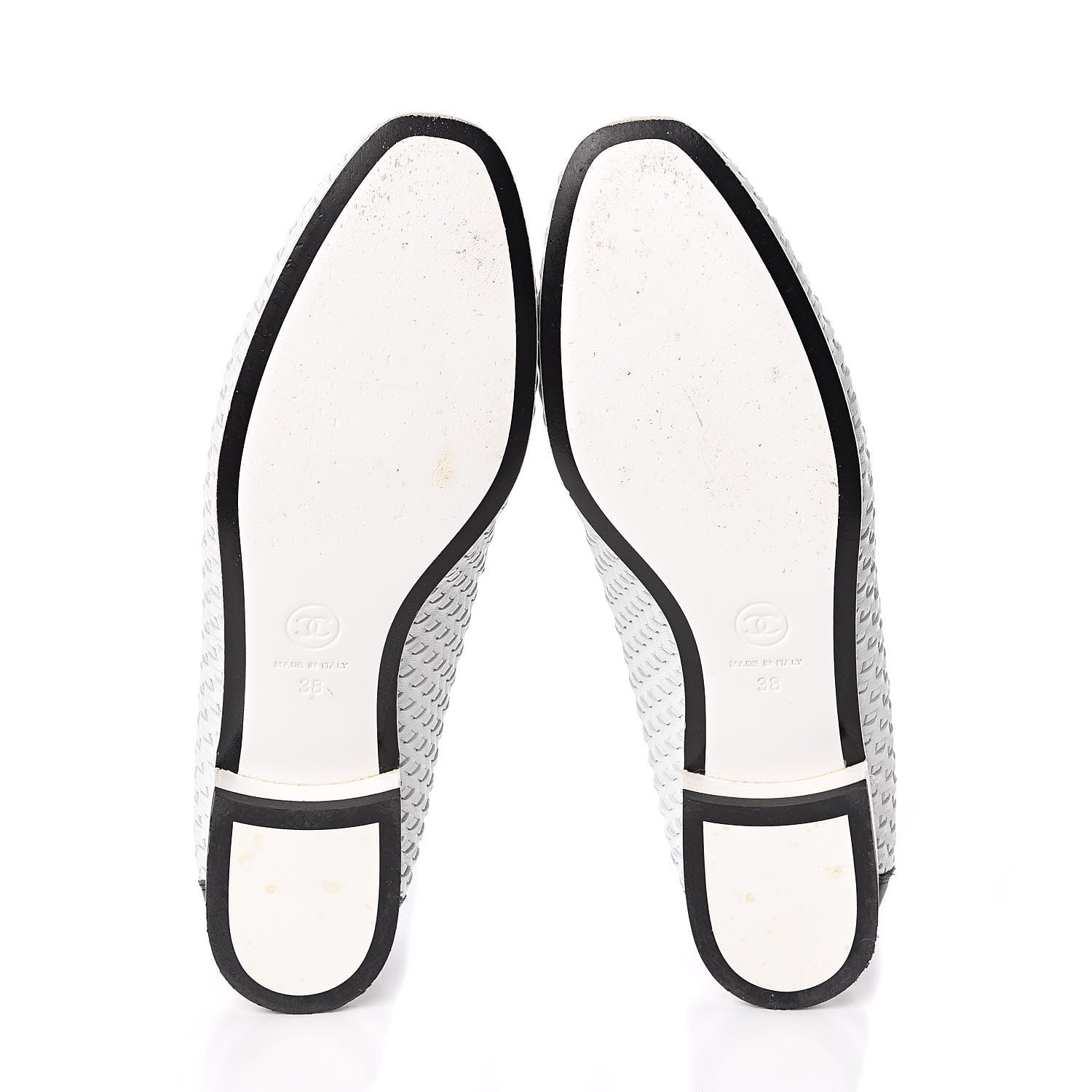 Chanel Lambskin Calfskin Braided Mocassin Loafers 38 Black White 5 of 9