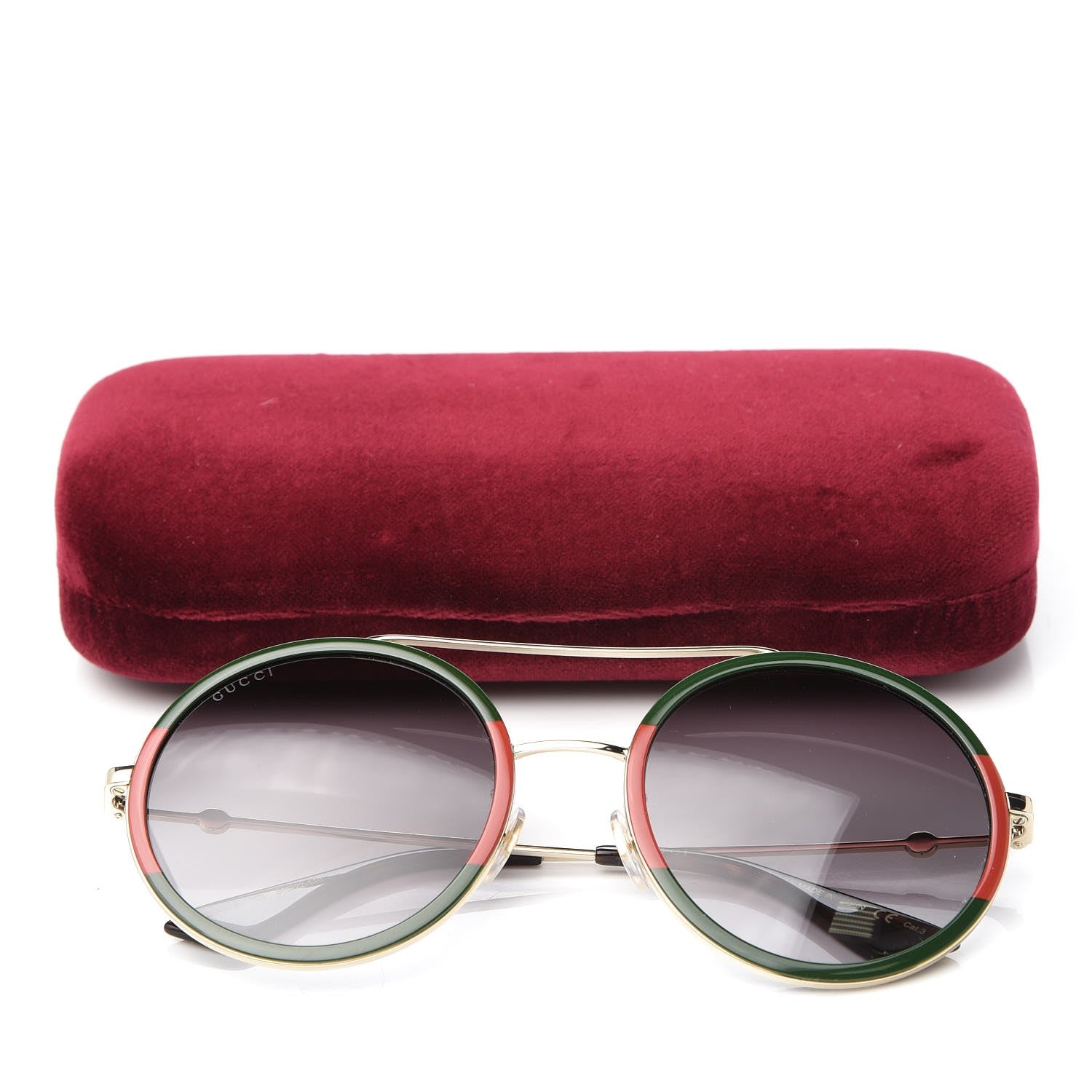 Gucci Round Frame Sunglasses GG0061S Gold Green 8 of 8