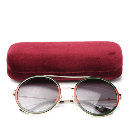 Gucci Round Frame Sunglasses GG0061S Gold Green 8 of 8