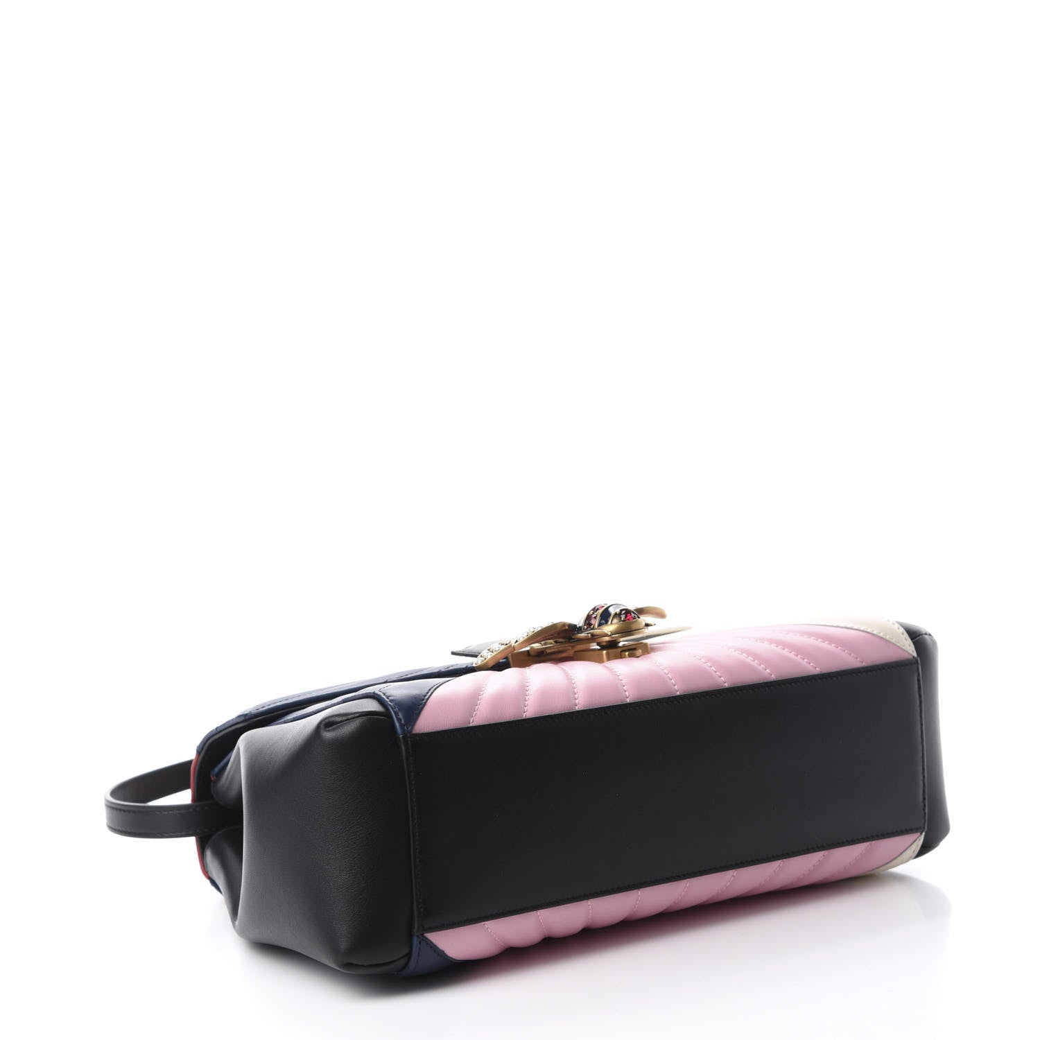 Gucci Calfskin Bamboo Trapuntata Queen Margaret Top Handle Bag Blue Agata Hibiscus Red Mystic White Sugar Pink 3 of 10