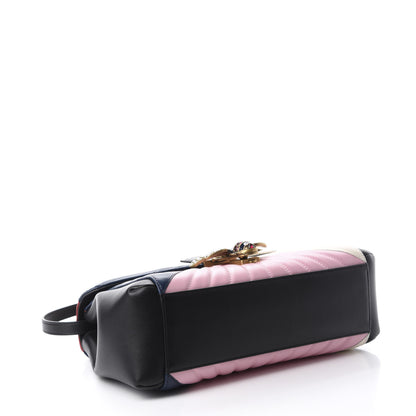 Gucci Calfskin Bamboo Trapuntata Queen Margaret Top Handle Bag Blue Agata Hibiscus Red Mystic White Sugar Pink 3 of 10