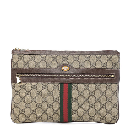 Gucci GG Supreme Monogram Large Ophidia Pouch Clutch Brown 1 of 9