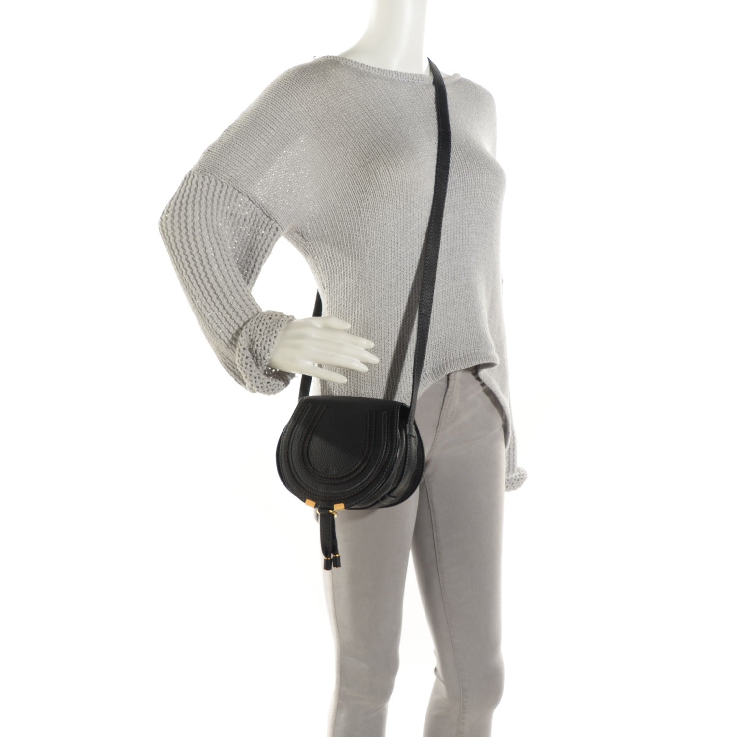 Chloe Calfskin Mini Marcie Round Crossbody Bag Black 2 of 9