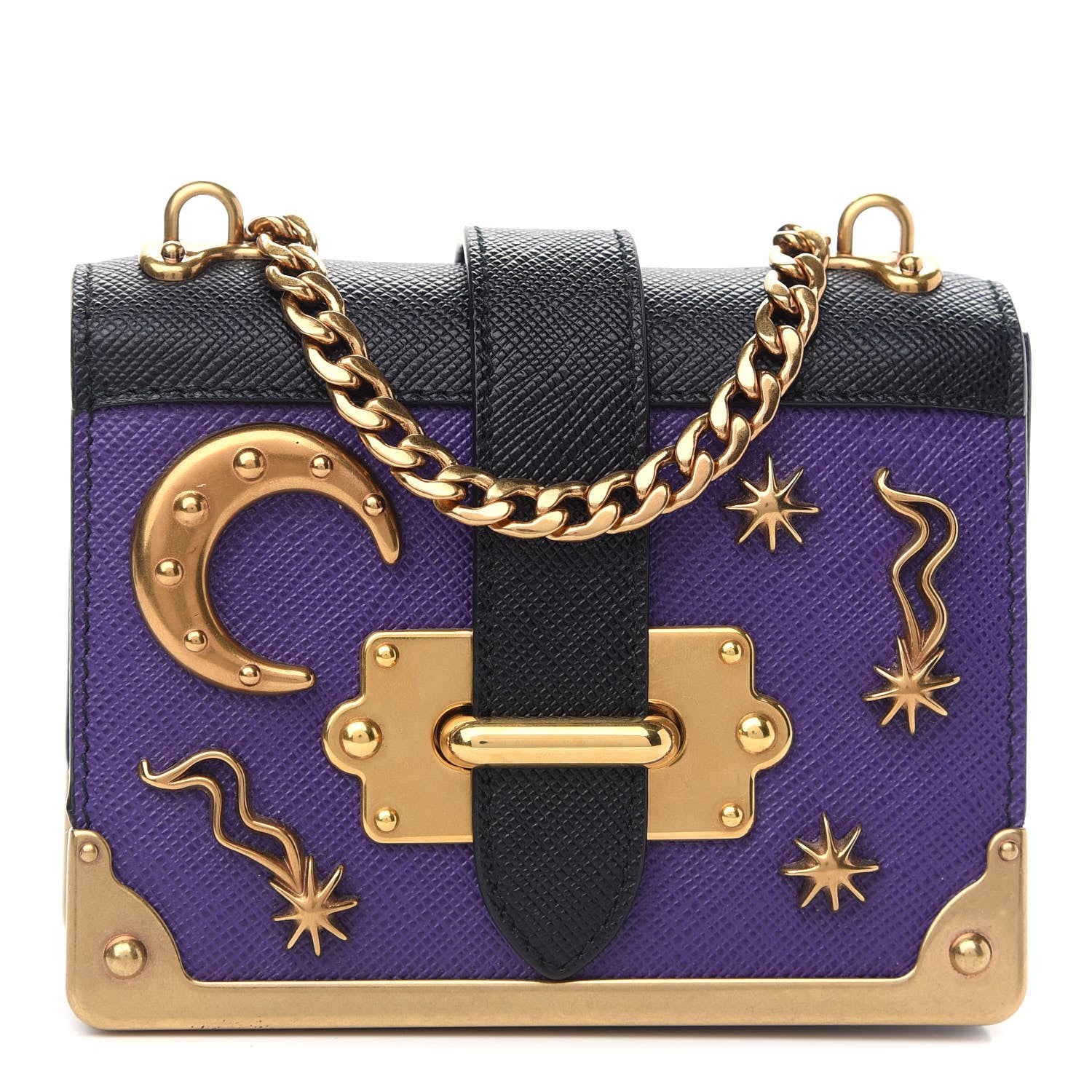 Prada Saffiano Astrology Mini Cahier Bag Viola Black 1 of 8