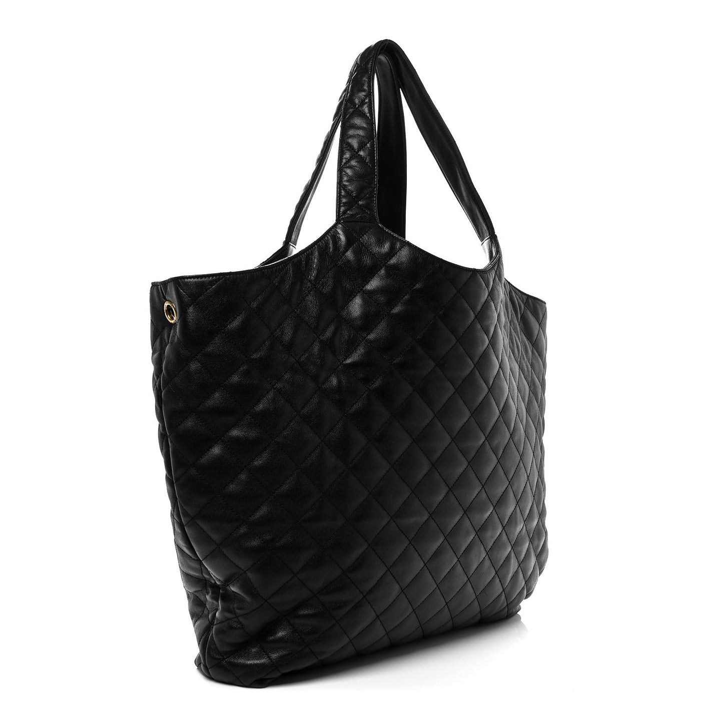Lambskin Quilted Maxi Icare Shopping Tote Black