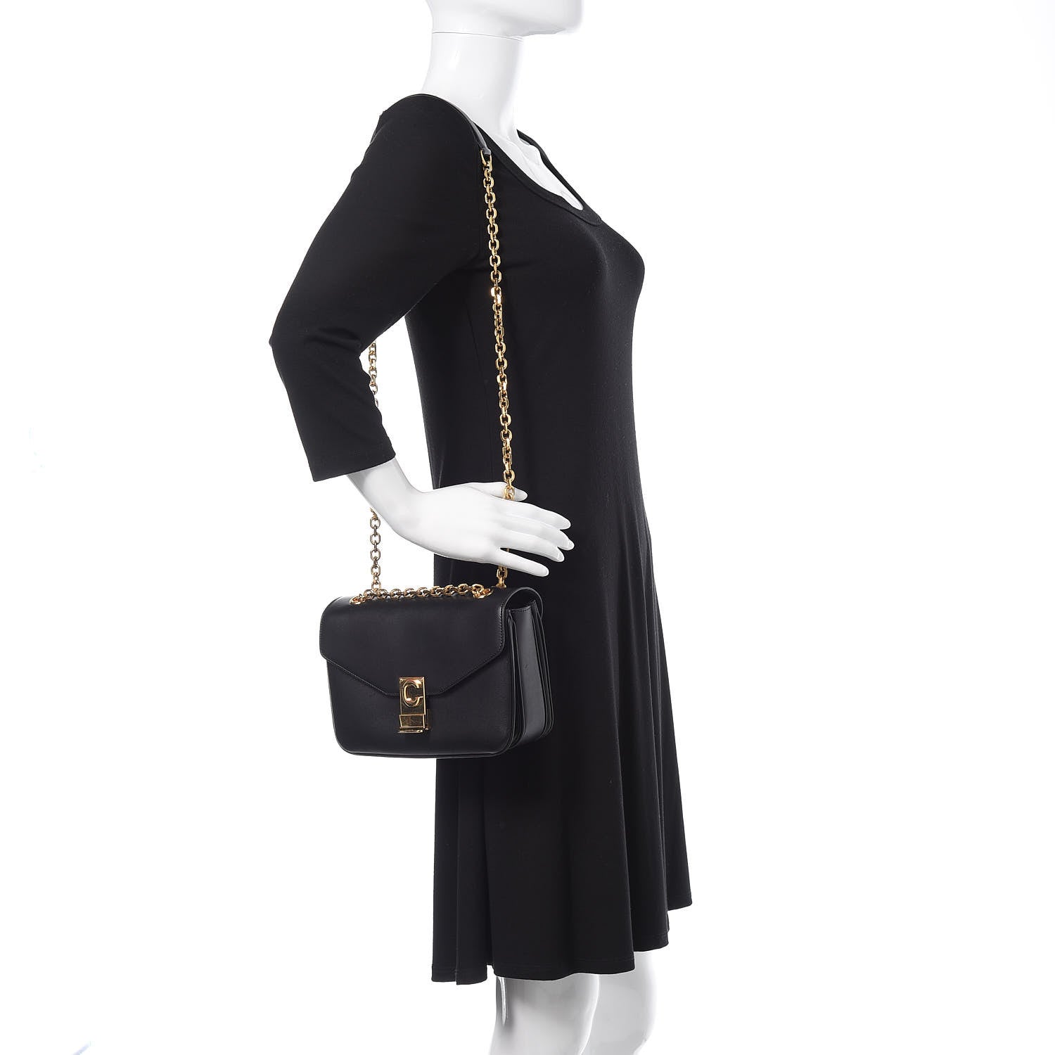 Celine Shiny Calfskin Medium C Bag Black 2 of 9
