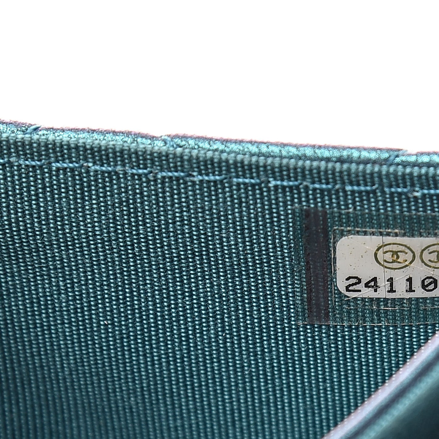 Iridescent Lambskin Quilted Flap Card Holder Turquoise