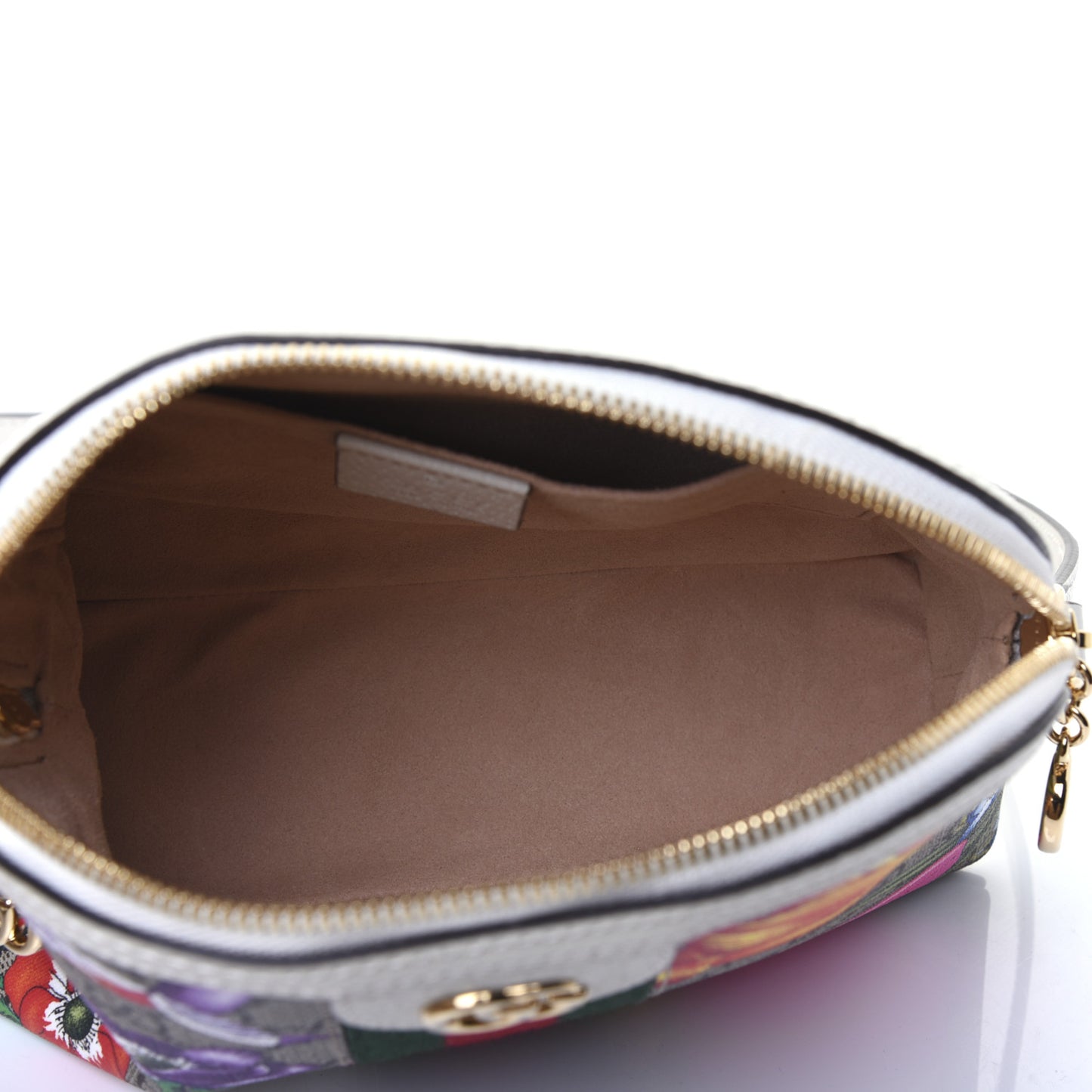 GG Supreme Monogram Flora Web GG Small Ophidia Dome Shoulder Bag White