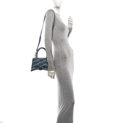 Balenciaga Denim BB Monogram Small Hourglass Top Handle Bag Blue 2 of 10