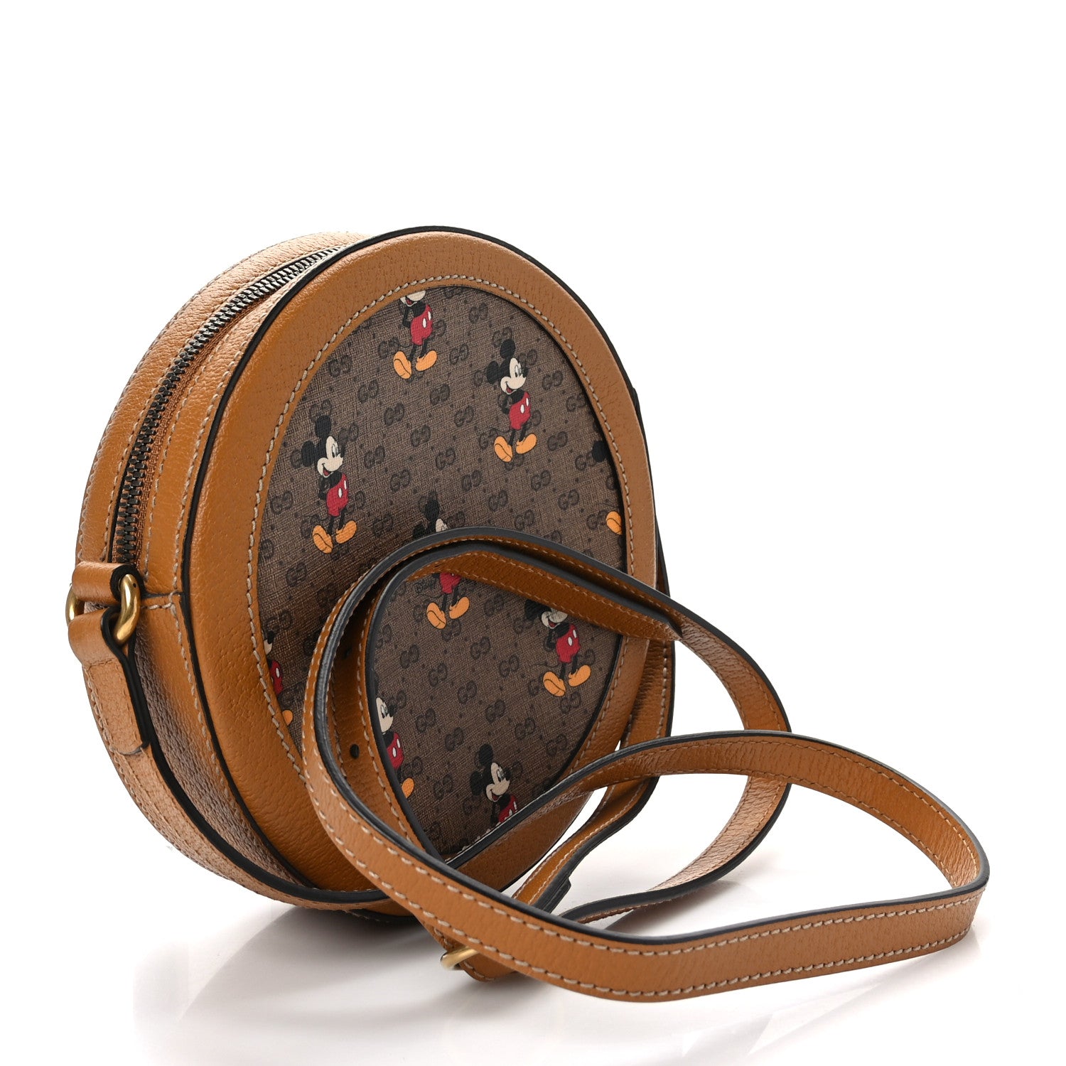 Gucci X DISNEY Mini Vintage GG Supreme Monogram Mickey Mouse Round Shoulder Bag Beige Vintage Sun Oil 3 of 10