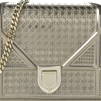 Christian Dior Metallic Patent Micro-Cannage Diorama Wallet on Chain Pouch Gold 9 of 9