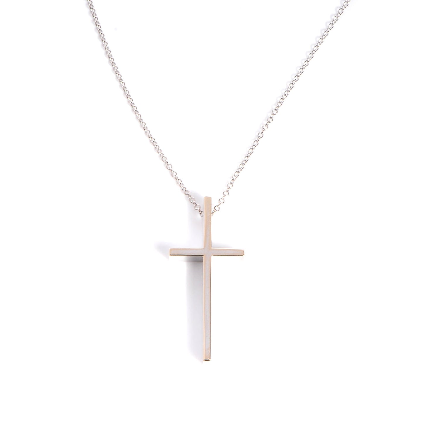 18k White Gold Cross Pendant Necklace