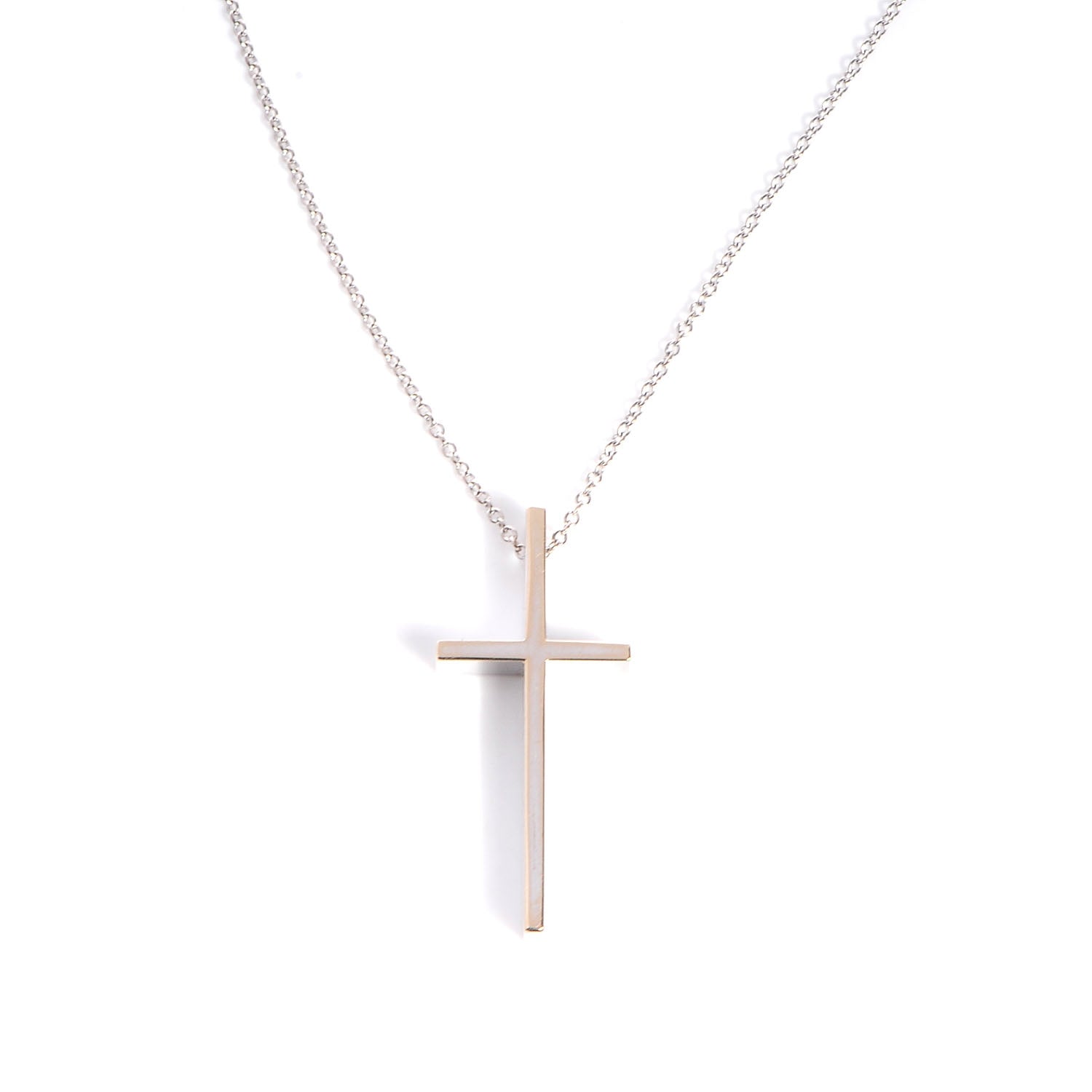 Tiffany 18k White Gold Cross Pendant Necklace 1 of 5
