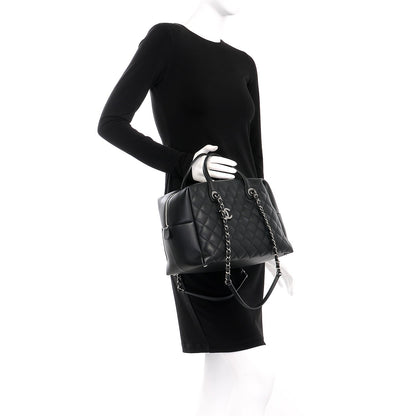 Chanel Calfskin Quilted Feather Weight Bowling Bag Black 2 of 15