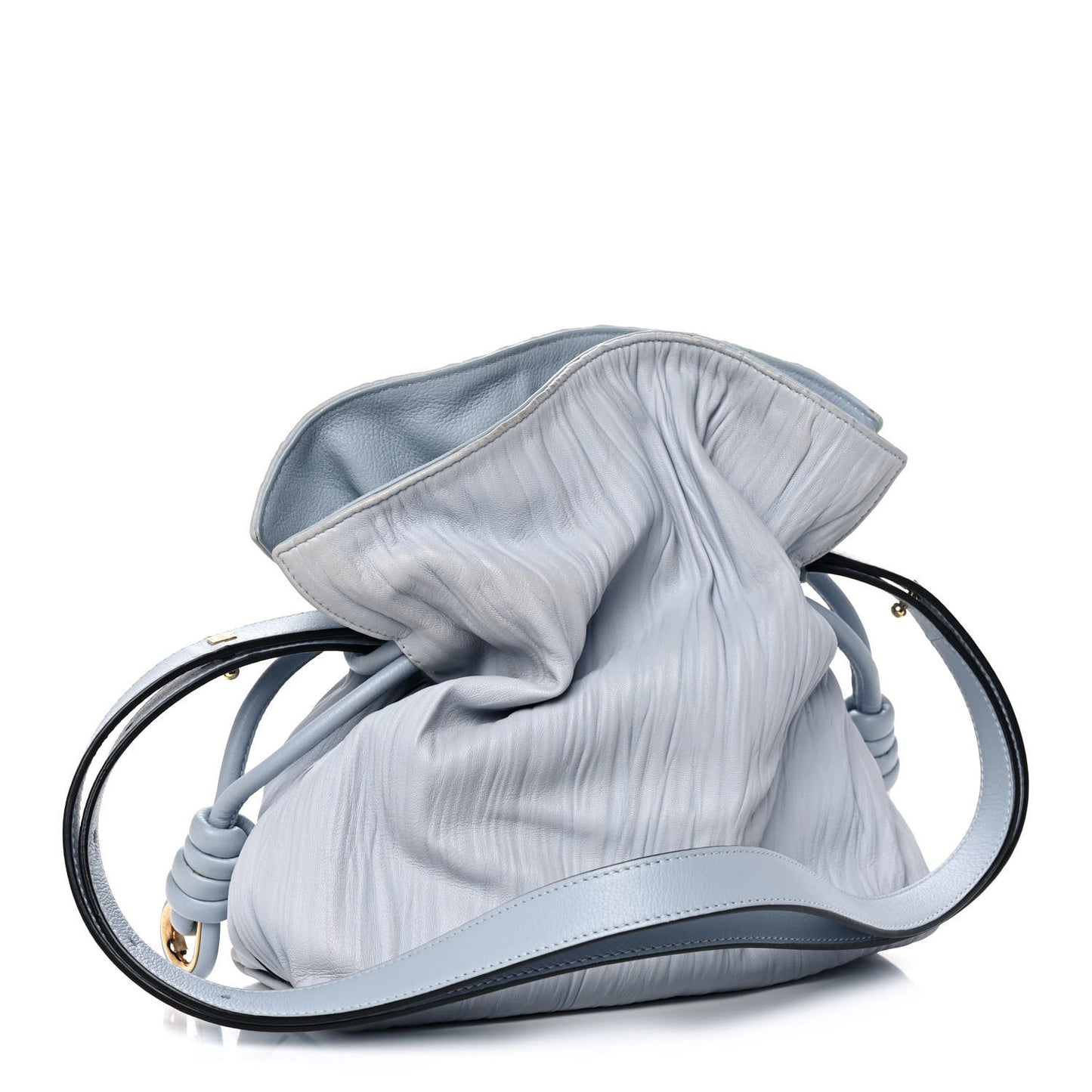 Crinkled Nappa Small Flamenco Knot Shoulder Bag Light Blue